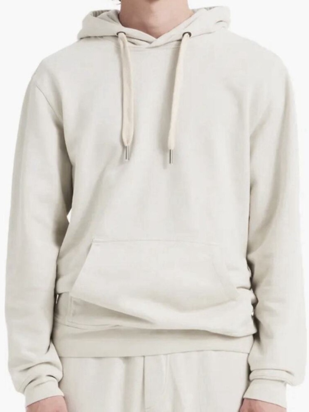 Buck Mason Men's Brushed Loopback Terry Hoodie in Cream Size Small Gently Used